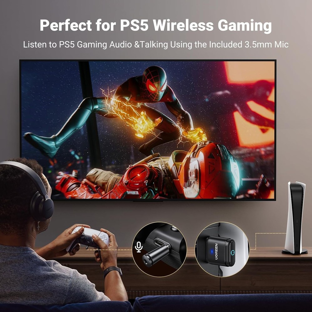 Plug & Play Bluetooth Audio Adapter - Seamless Connection for PS5, Switch, PC