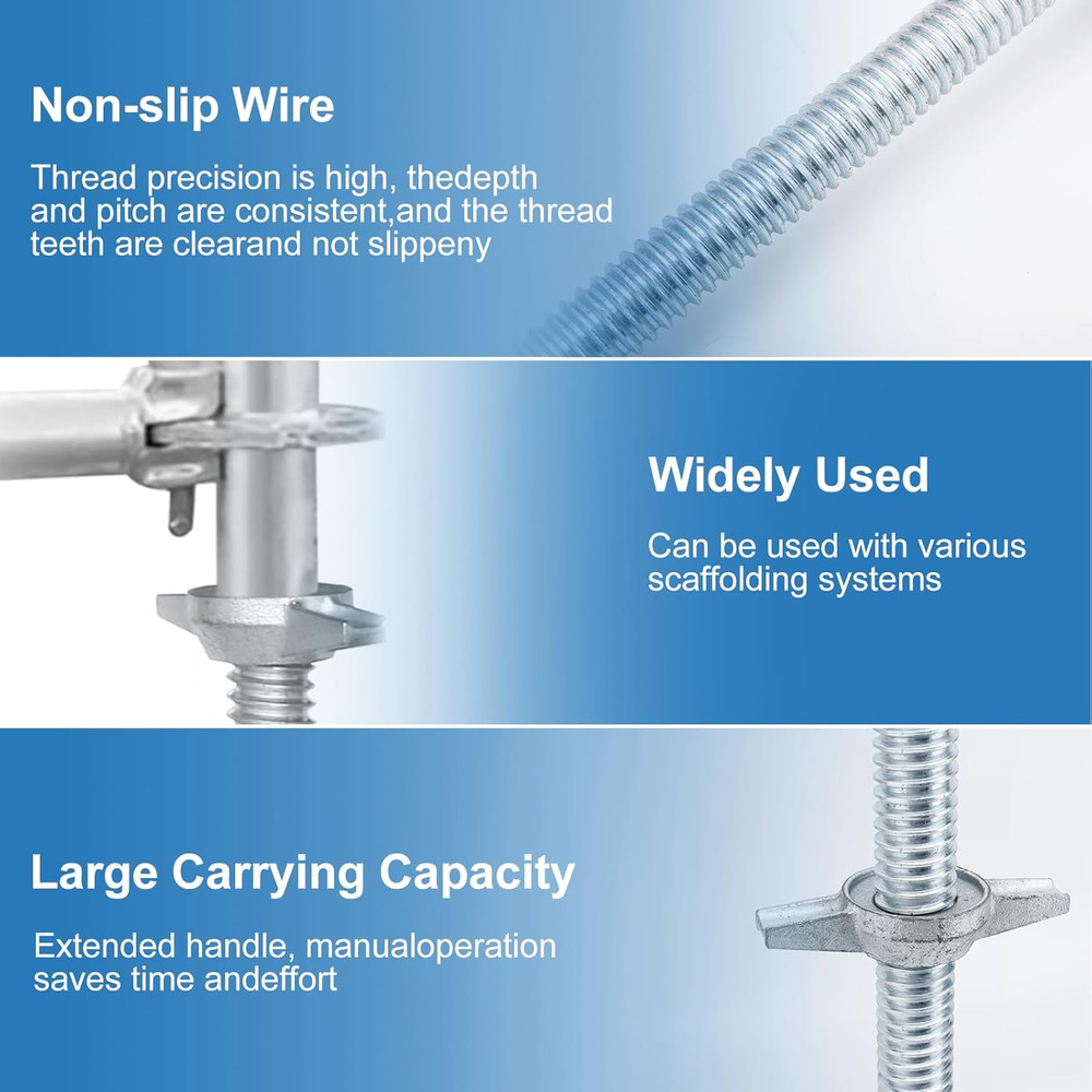 18" Scaffold Adjustable Leveling-Jack Parts - Galvanized Solid Threaded Rod Sca