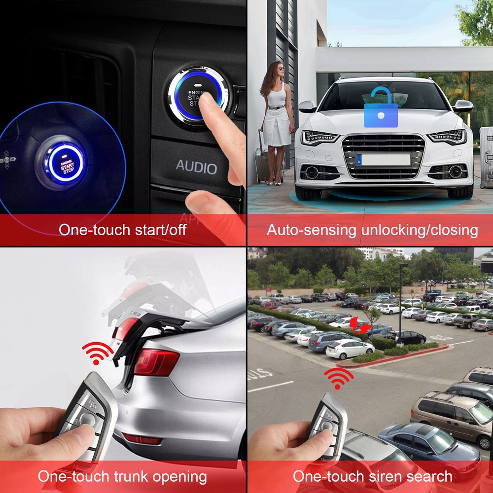 Car Keyless Entry Engine Start Alarm System Push Button Remote Starter US
