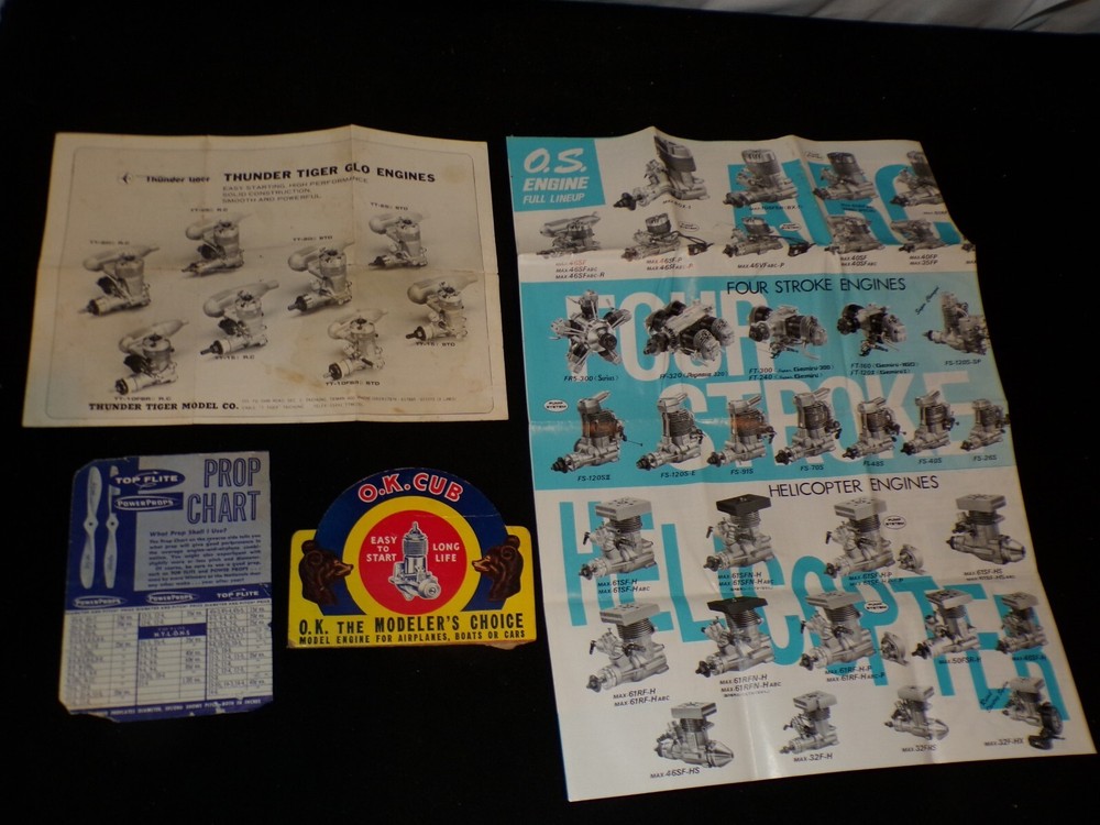 MODEL MODELERS ENGINE PAPERWORK O.S. THUNDER TIGER ENGINES O.K. CUB TOP FLITE