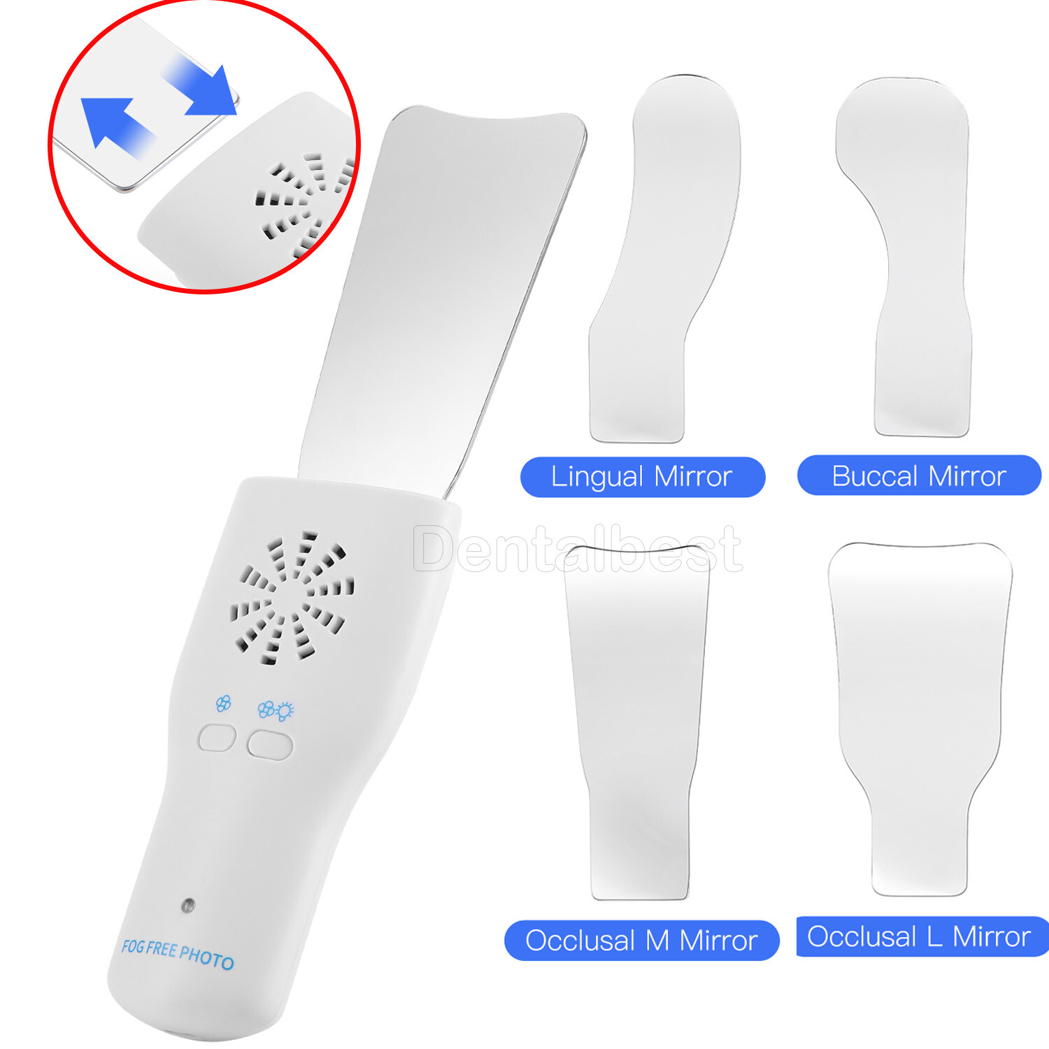 Dental Orthodontic LED Automatic Anti-fog Mirrors Split lens socket  for Lingual