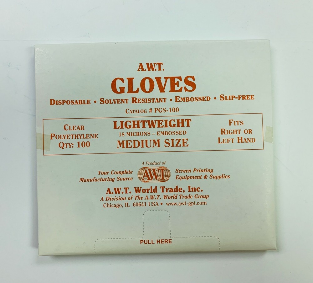 200 PCS A.W.T. Disposable Clear P.E. Gloves, Lightweight, Medium (M), PGS-100