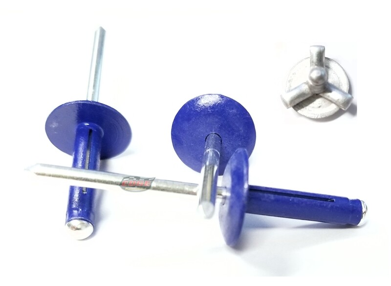 Dark Blue 3/16" Large Head Tri-Fold Exploding Aluminum Mandrel Pop Rivets 25 ...