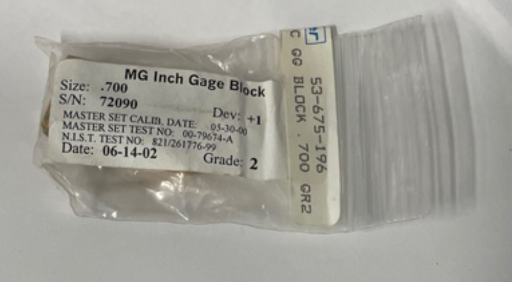 Fowler 53-675-196 Individual Rectangular Steel Gage Block, Size .700", Grade 2
