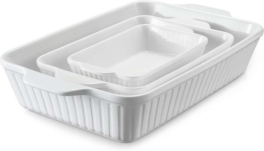 Oven Casserole, Baking Pan Set, Ceramic Bakeware 3-Piece Set