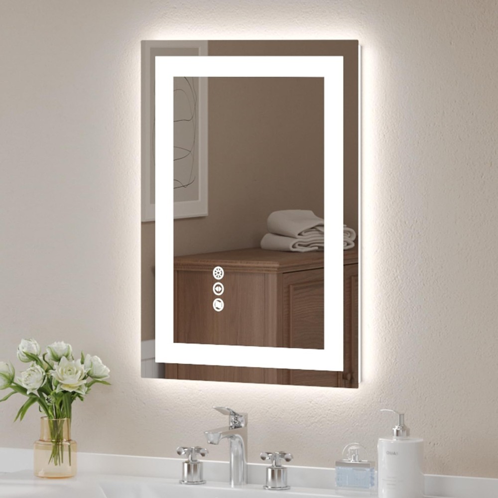 20”x28” LED Bathroom Mirror Lighted Wall Vanity Mirror, Horizontal and Vertical