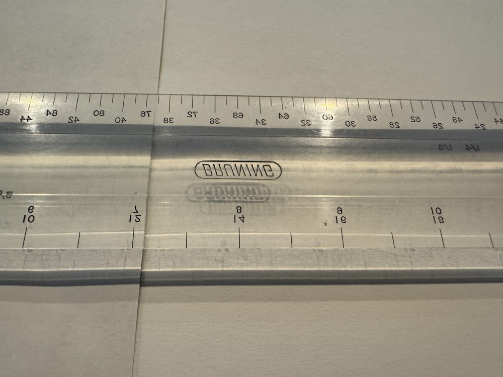 Vintage Bruning Drafting 18-1/2" Machine Scale Ruler Clear Plastic Yard Patent