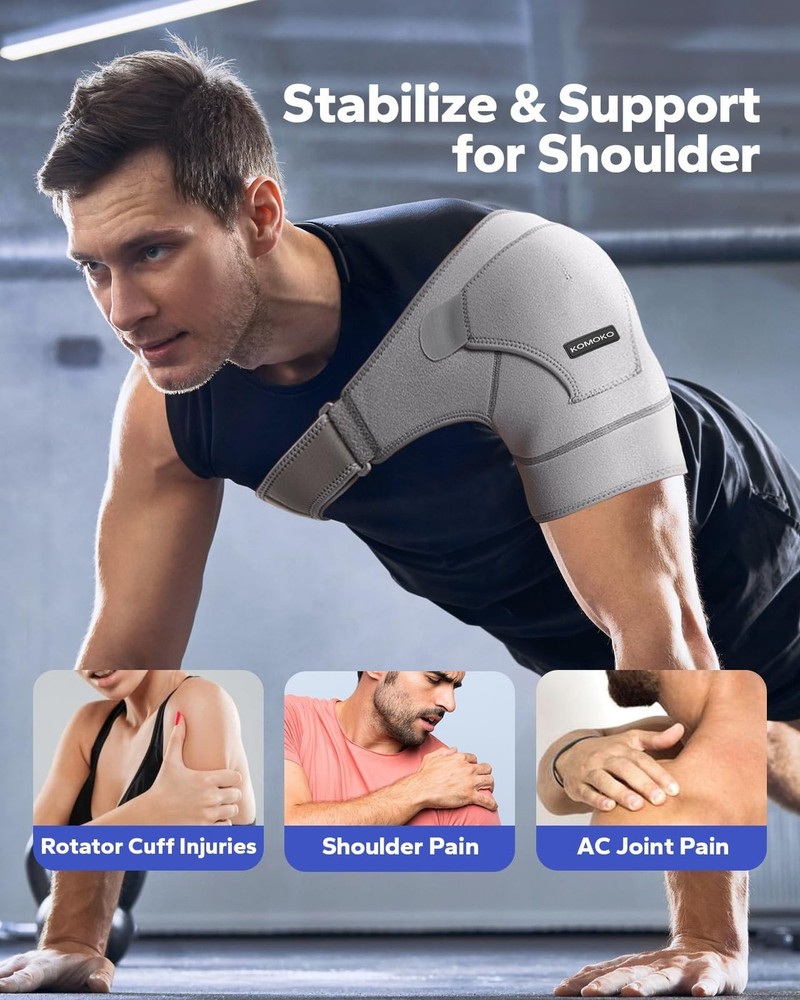 Komoko Shoulder Brace, Rotator Cuff Support Brace with Ice Pack Insertion Cap...
