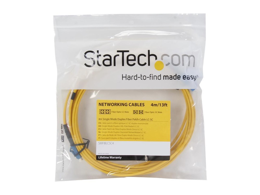 StarTech.com SMFIBLCSC4 13.12 ft. (4m) Single Mode Duplex Fiber Patch Cable LC-S