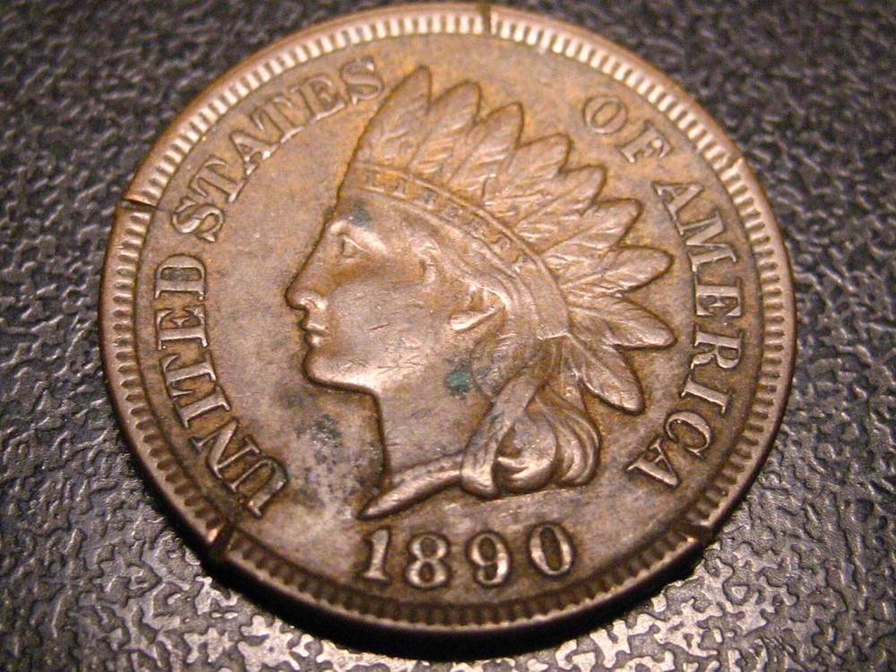 1890 Indian Head Cent XF Damaged
