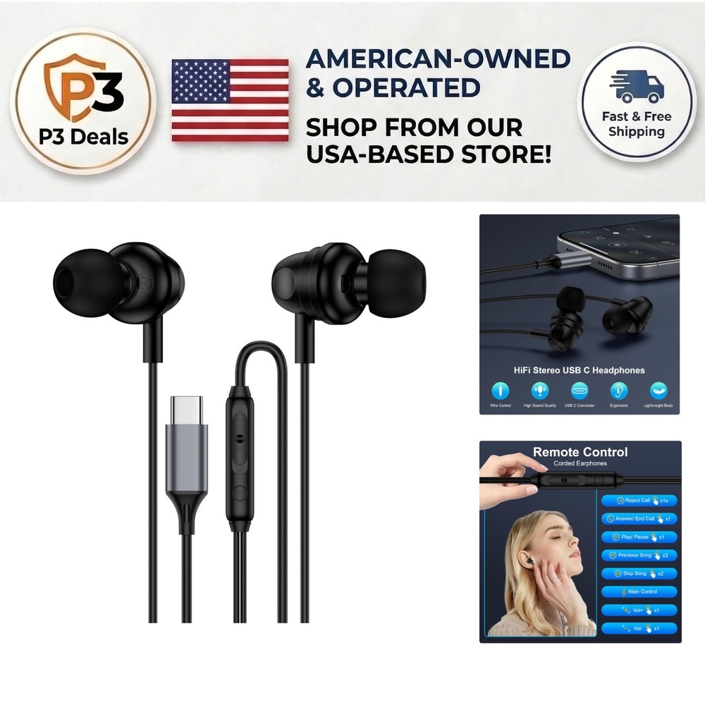 USB-C Wired Earbuds for Google Pixel Devices with Enhanced Comfort