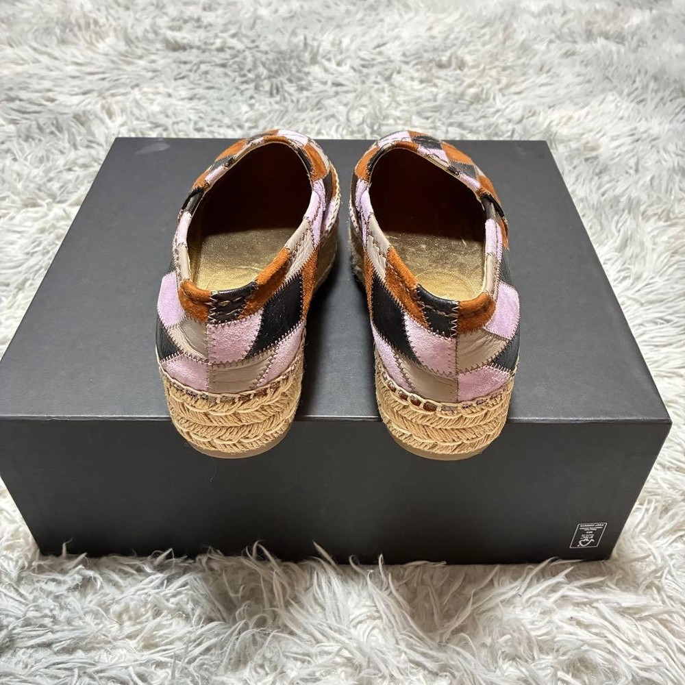 Prada Espadrilles Patchwork Leather Multicolor Women's Size EU36.5/US6.5