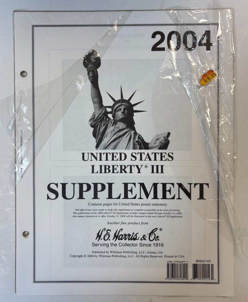 Harris United States Liberty 2004 Stamp Album Supplement. NEW