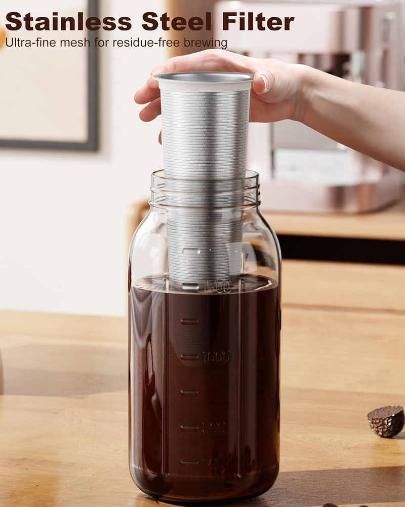 Cold Brew Coffee Maker 64Oz, Iced Coffee Maker with 304 Stainless Steel Filter,
