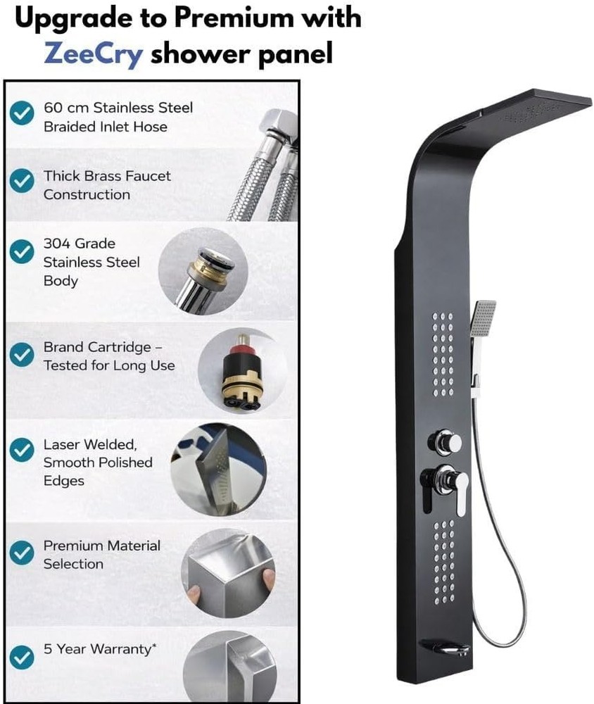 ZeeCry Shower Panel Rainfall, Body Massage Spray Handheld Shower