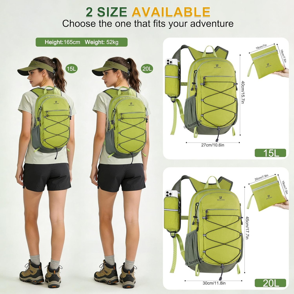 Hiking Backpack 15L Small Backpack Packable Day Pack Water Resistant Lightweight