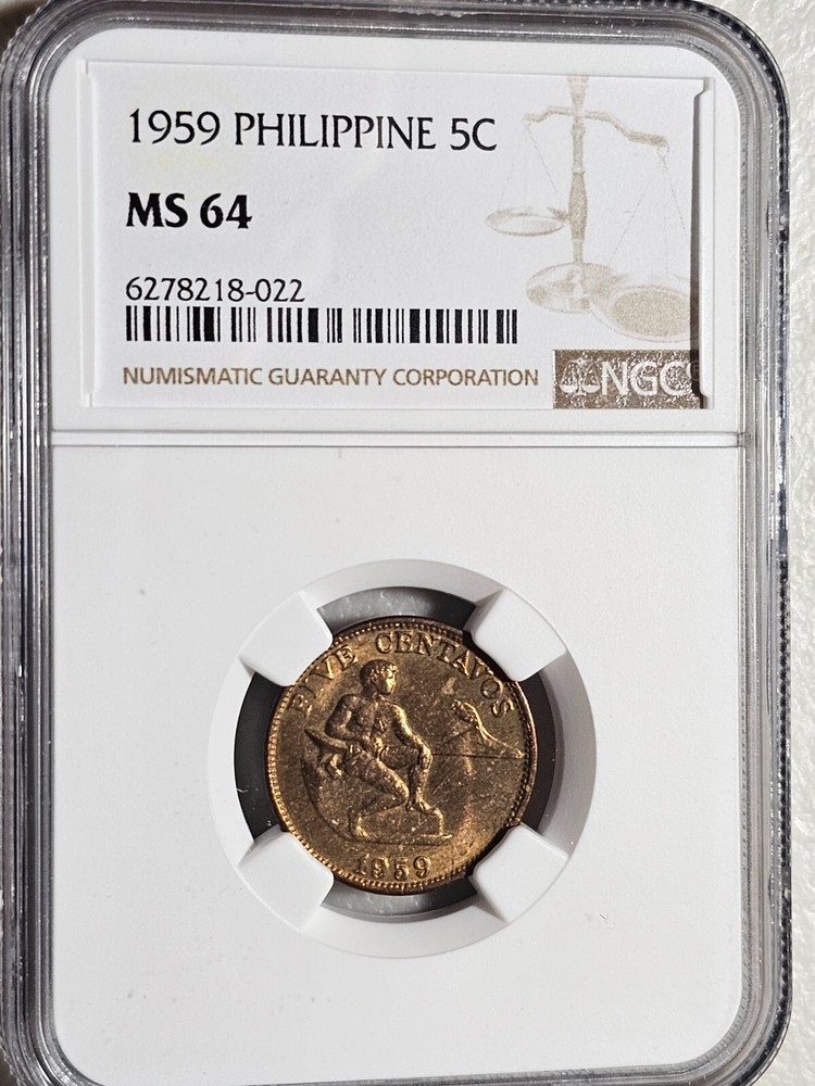 Philippines 5 Centavos 1959 NGC MS 64
