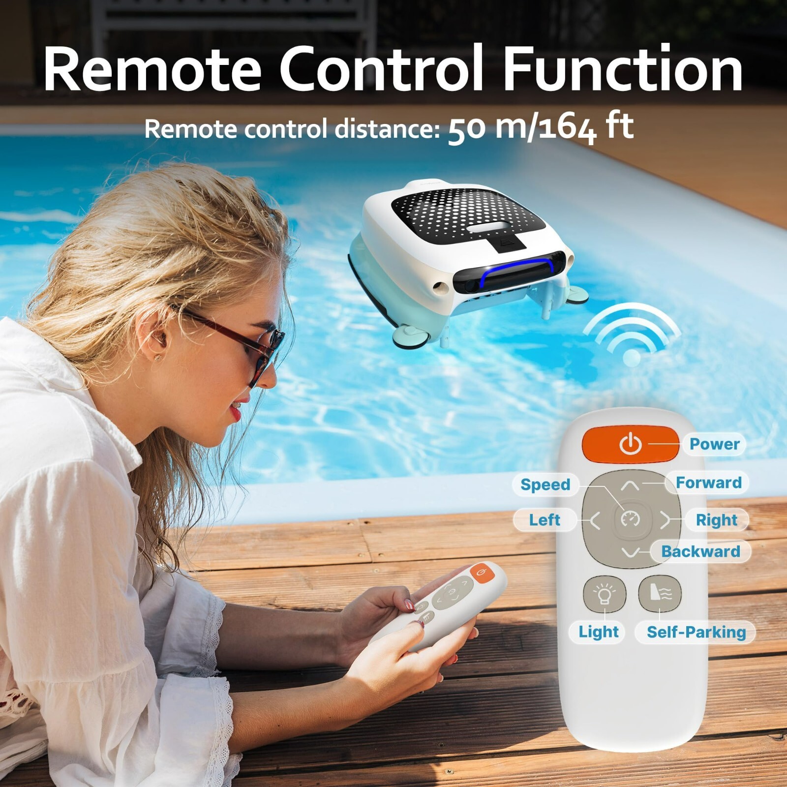 POOLPURE Pool Skimmer Robot, Remote Control Pool Surface Skimmer, Automatic