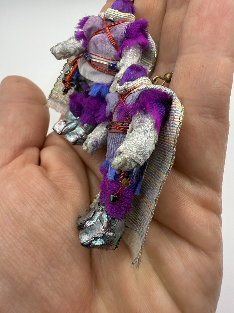 Vintage Unsigned Robot Warrior Handmade Earrings