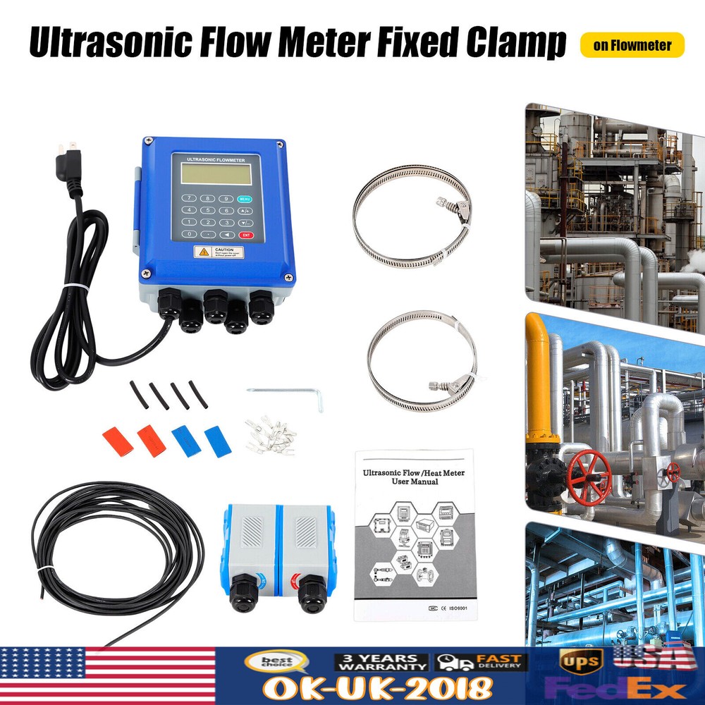 Flow Meter Ultrasonic TUF-2000B Wall Mounted Liquid Flowmeter + TM-1 Transducer