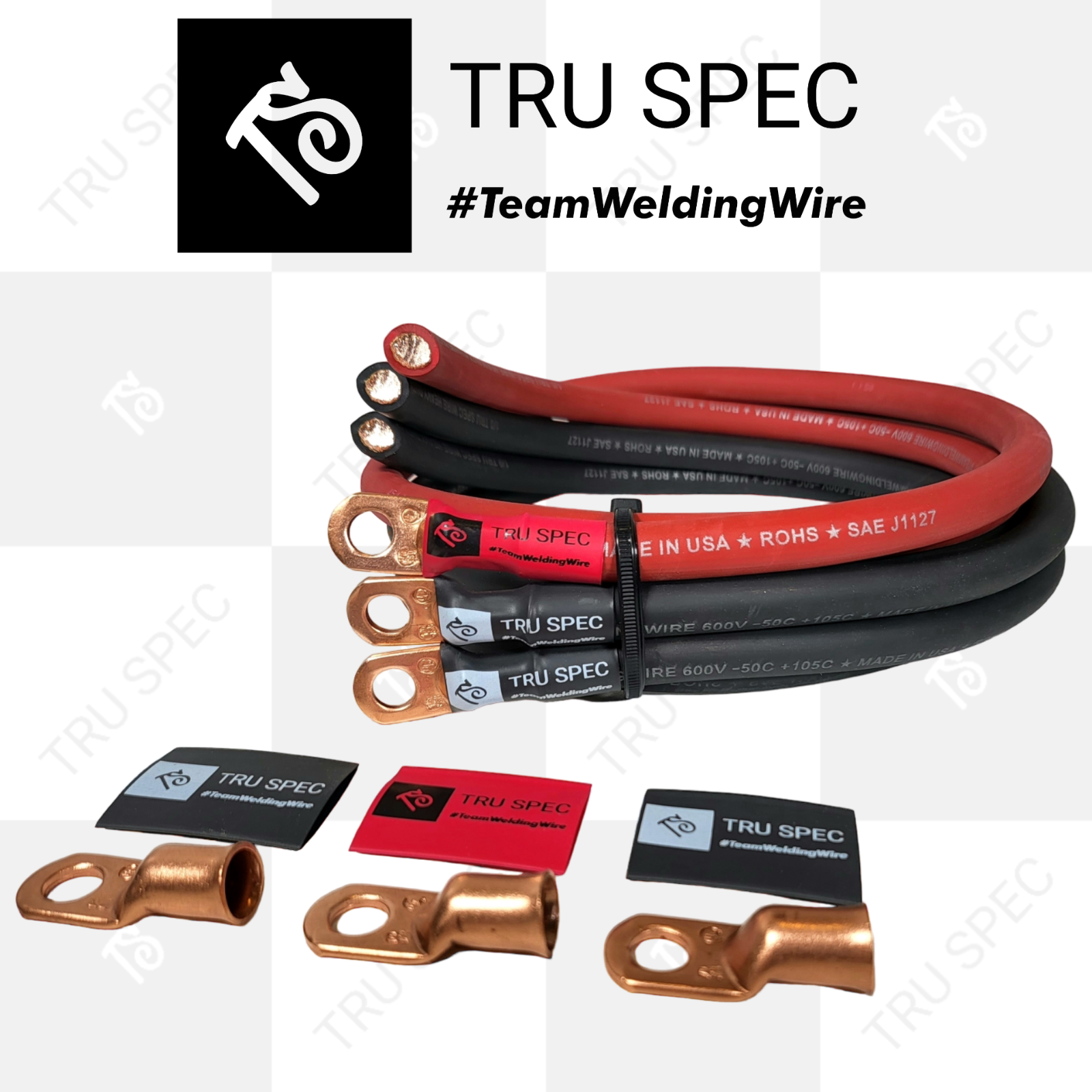 1/0 AWG GAUGE Tru Spec Big 3 UPGRADE wiring Kit PURE OFC COPPER Red Black
