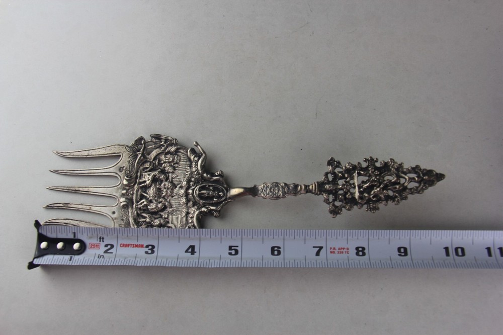 Antique Dutch 833 Silver Serving Fork