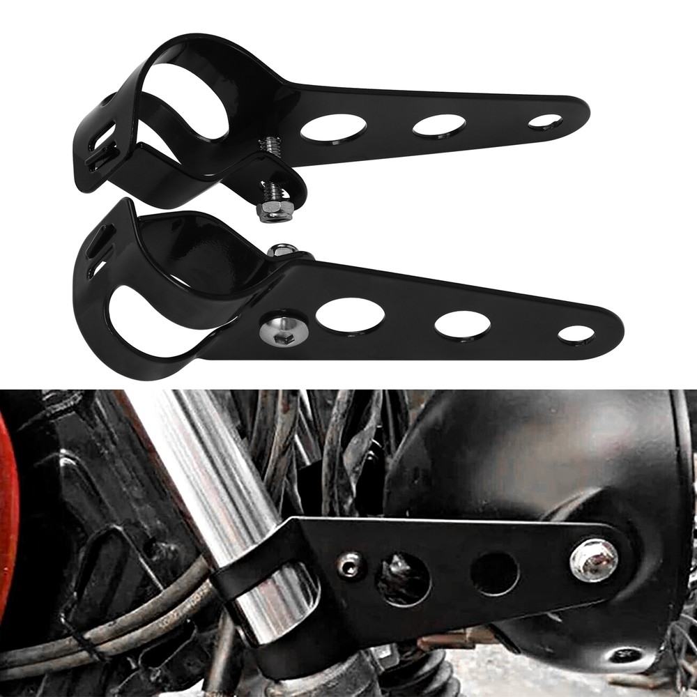 Universal 28mm-34mm Black Motorcycle Modified Headlight Mount Brackets Clamp