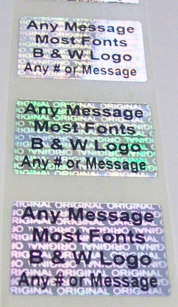 OR75-1c 100 Custom ORIGINAL Hologram Tamper Proof Security Stickers