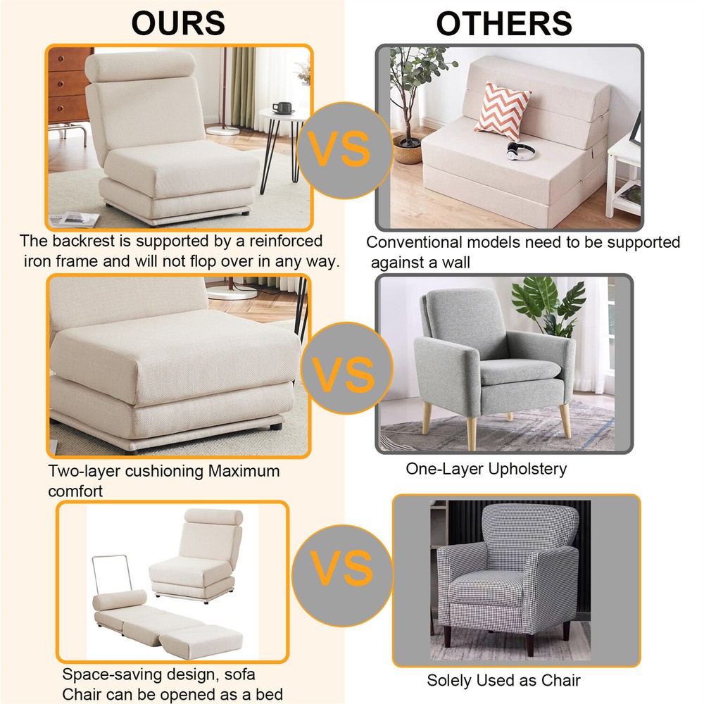Convertible Sleeper Sofa Bed Floor Couch Single Sofa Chairs Folding Sofa Bed US