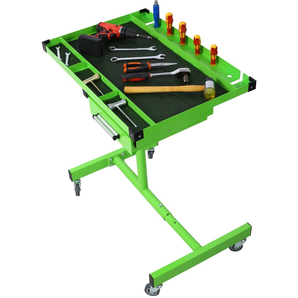 Portable Repair Work Table - Adjustable Height, 4 Locking Casters, Steel