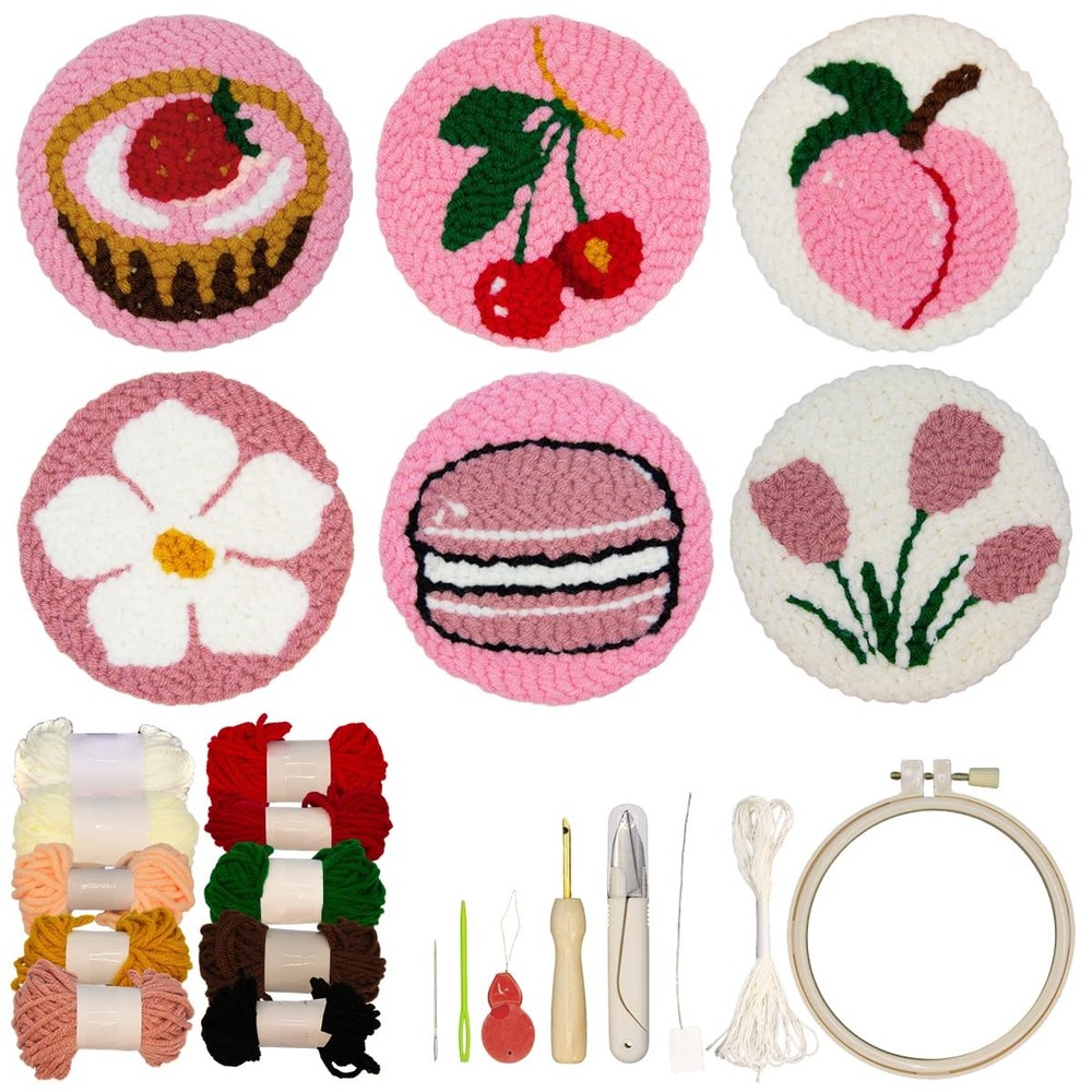 Punch Needle Kit for Beginners Adults , 6 Pattern Embroidery Punch Needle Kit...