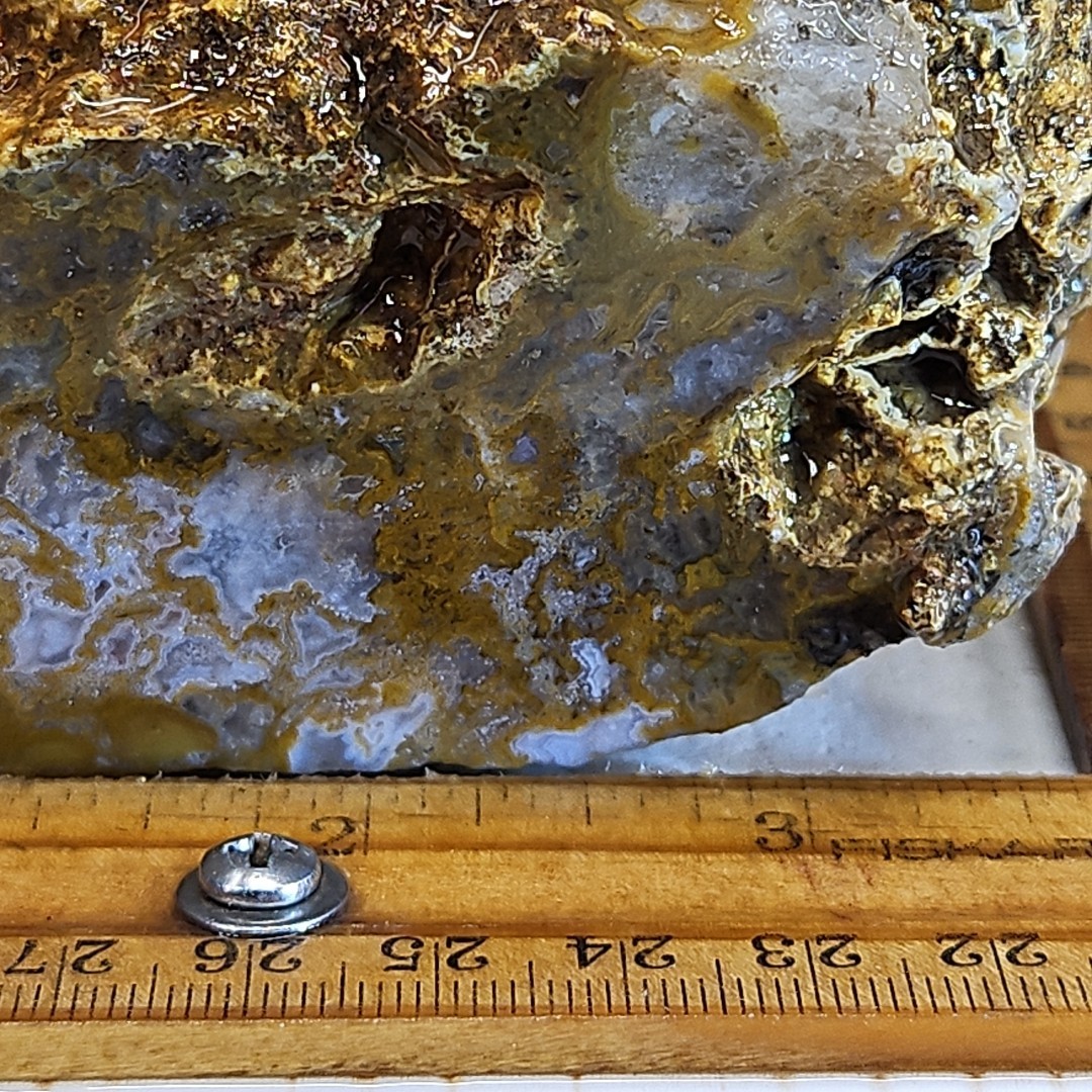 Royal blue agate rough. Spectacular blue colors, sharp banding 2LBS 4.7oz.