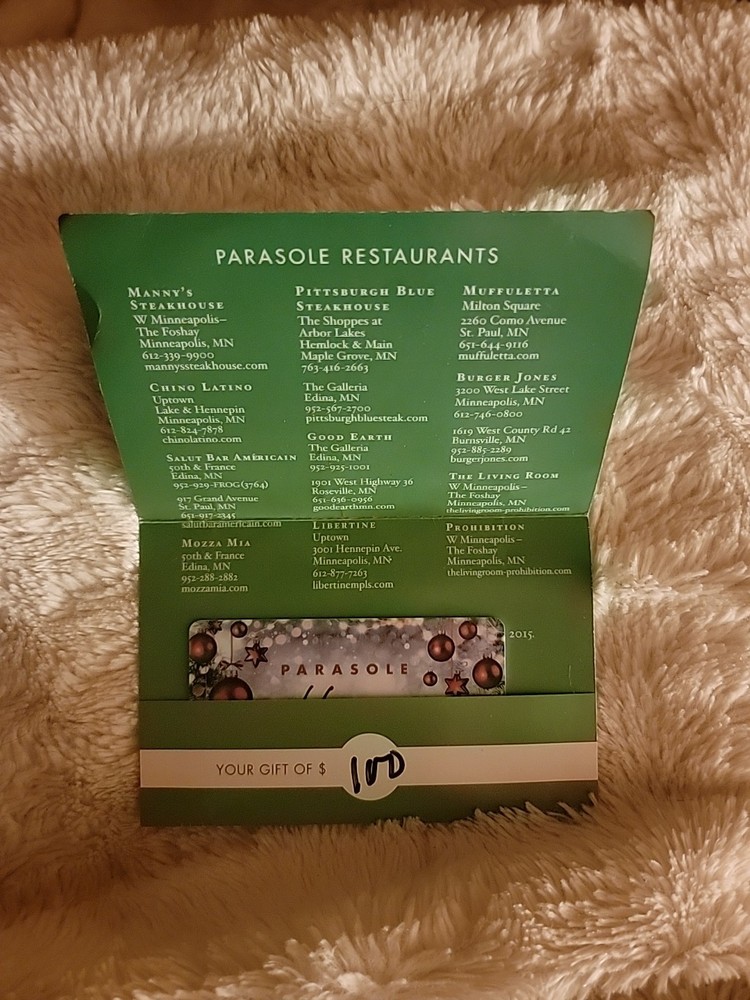 $100 PARASOLE GIFT CARD