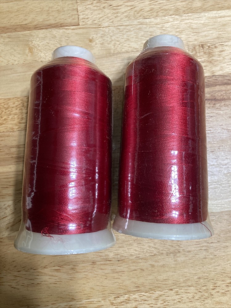 New 2 CONES 5000 Meter Peacock Viscose Rayon Machine Embroidery Thread Ruby Red