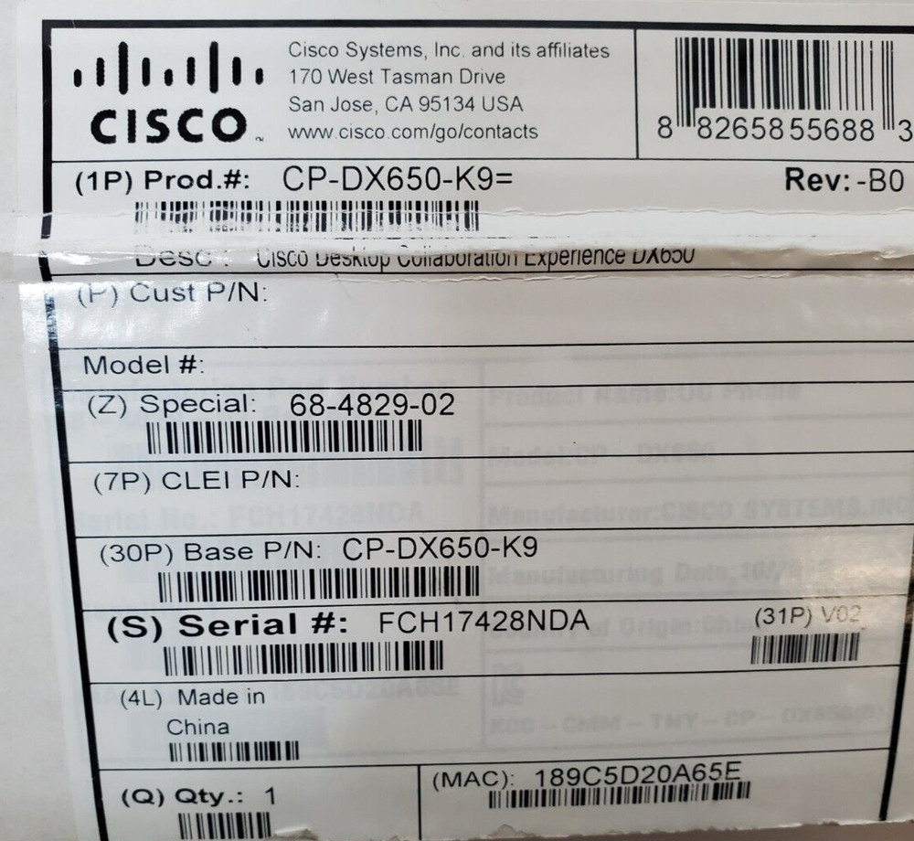 Cisco Desktop Collaboration Experience CP-DX650-K9