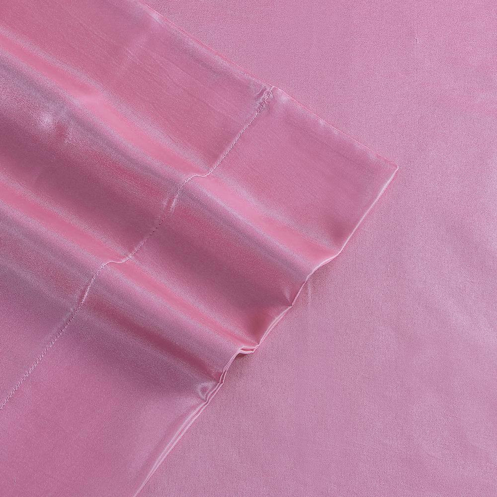 Solid Satin 3-Piece Pink Microfiber Twin Sheet Set