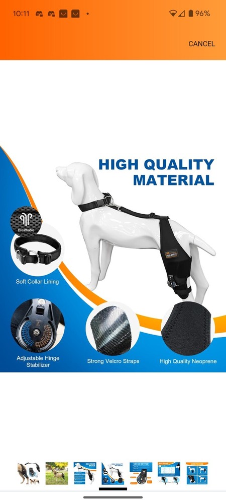 CHAMIN/RISURRY Adjustable Dog Knee Brace with Extra Collar. Left Leg. Large
