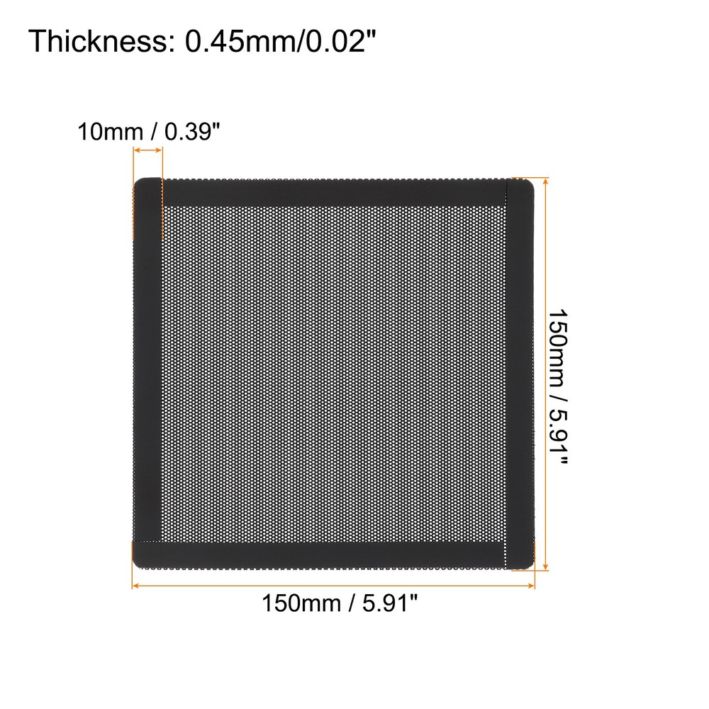 3PCS PC Dust Filter 150x150mm Magnetic Frame Computer Case Cooler Mesh Black