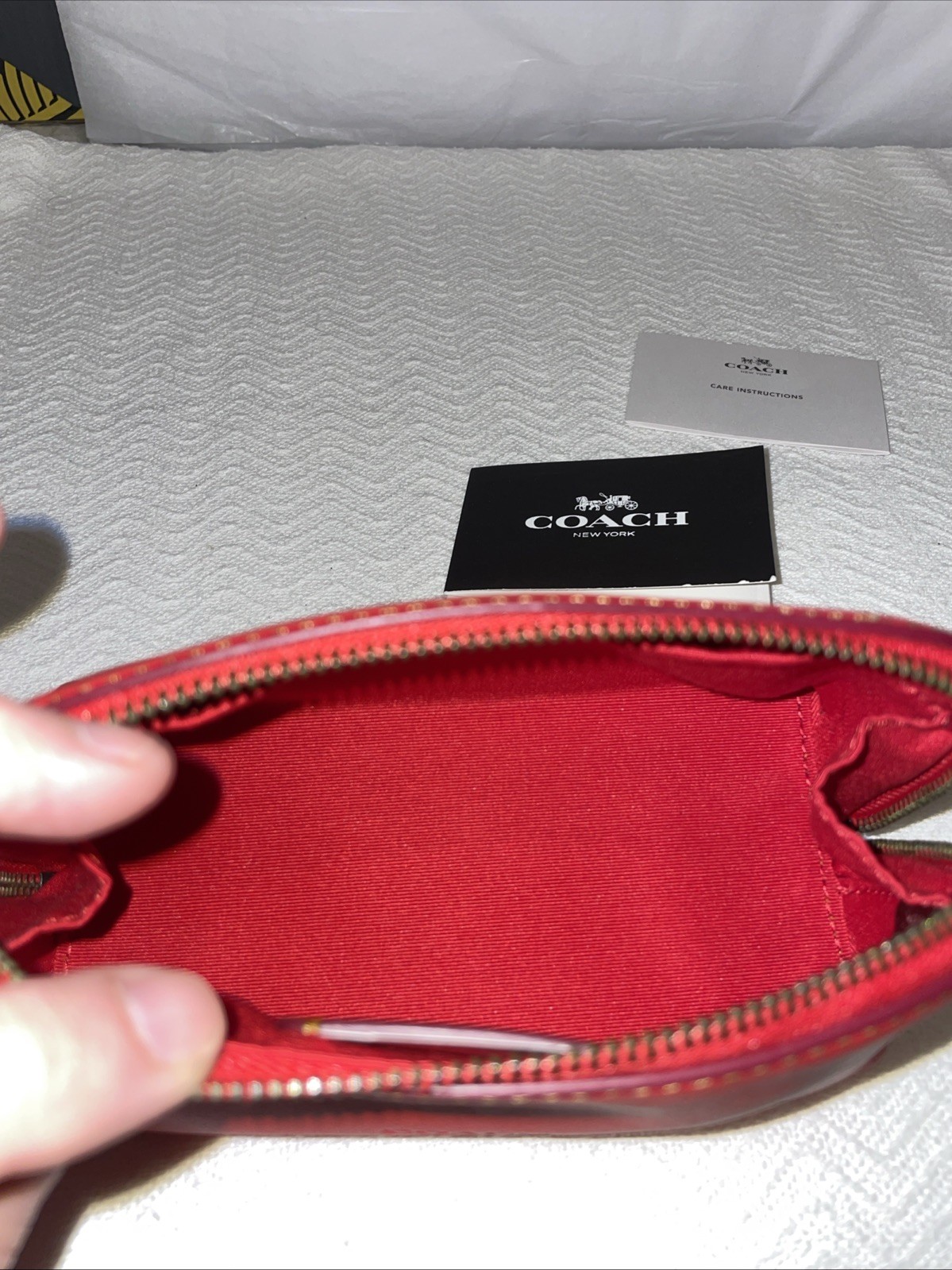 New Authentic Coach/Disney Red Leather Mickey Mouse Makeup Pouch