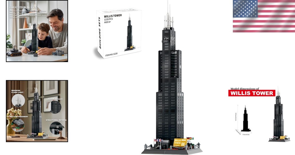 Willis Tower Chicago Model Building Kit 1241 PCS