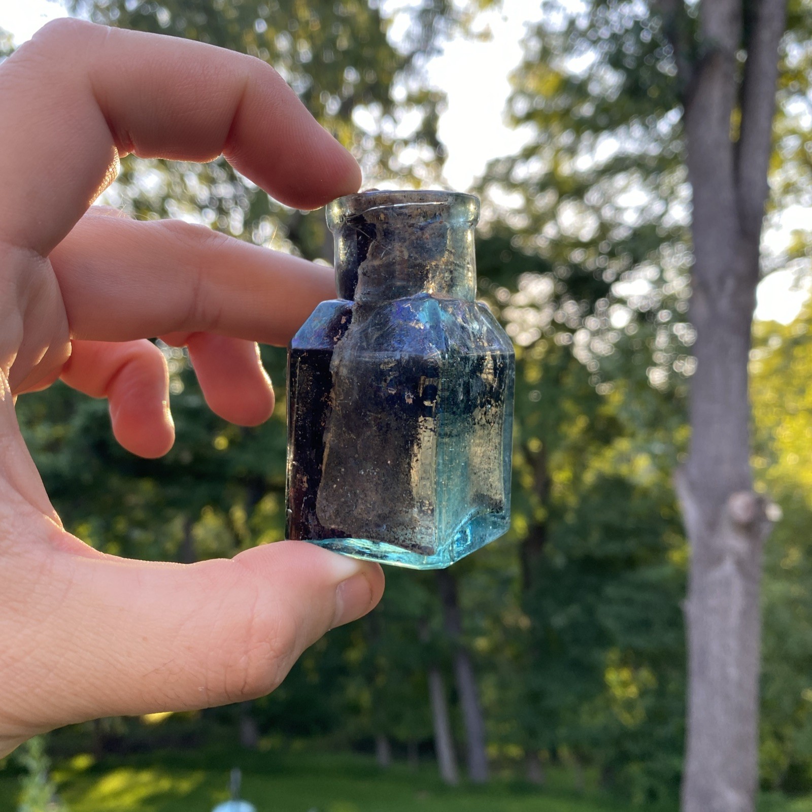 Small Aqua Cathedral Style Bottle Possibly An Ink Or Mucilage