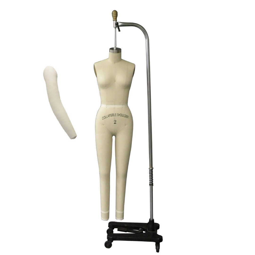 Size 2 Linen Full Body Pro Female Dress Form Mannequin with Arm & Padding Kit