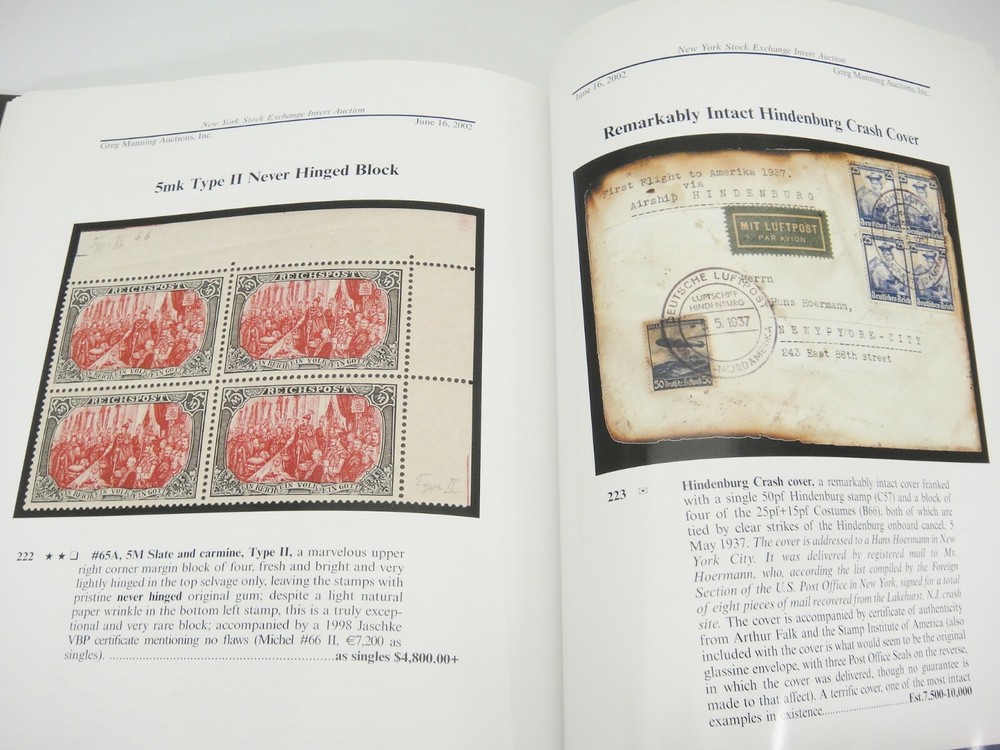 New York Stock Exchange Invert Greg Manning Stamp Auction Catalog June 2002 HBDJ