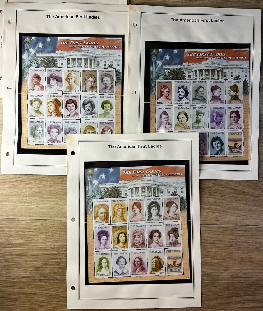 Heritage Collection American First Ladies Collection Album Inserts + 70 Stamps