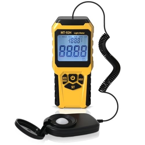 Light Meter with Split Sensor - Lux/Foot Candle Measurement, 200,000 Lux Range,