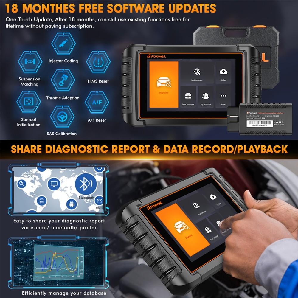 Foxwell NT809 Pro All System Bidirectional Car OBD2 Scanner Diagnostic Scan Tool