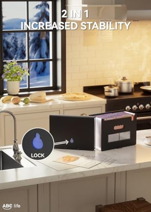 26-Pocket Expanding File Folder, Large Capacity Document Organizer 3 Tab Black