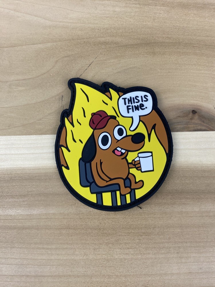 This Is Fine Meme Pvc Hook And Loop Patch 3”