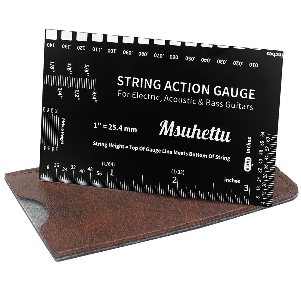 String Action Gauge Ruler, Upgraded Guitar Height Black (Etched)