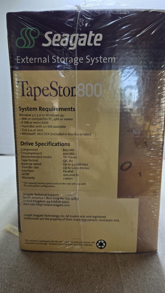 Seagate External Storage System Tapestor 800 Megabytes Model # Stt68oop